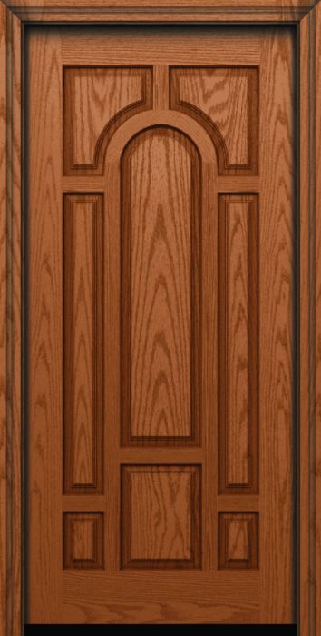 80" 8 Panel Center Arch Oak Fiberglass Single Door