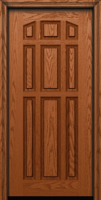 80" 9 Panel Oak Fiberglass Single Door
