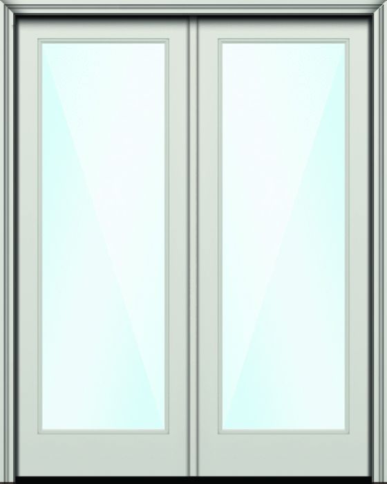 Impact 96" Full Lite Nova 45 Modern Smooth Fiberglass Direct Glazed Double Door w/Clear Low-E