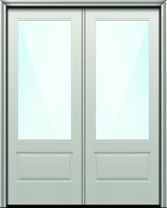 80" 3/4 Lite Nova 90 Modern Smooth Fiberglass Direct Glazed Double Door