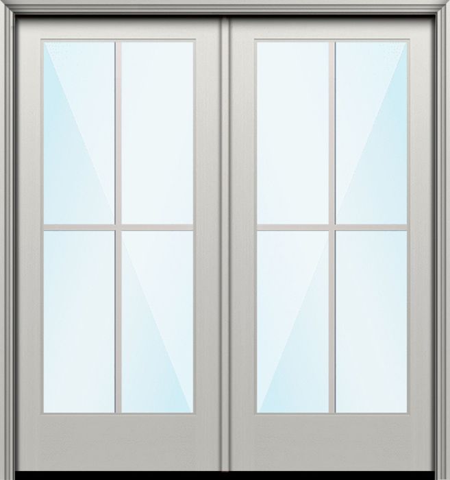 80" Full Lite 4 Lite SDL Nova 90 Modern Smooth Fiberglass Double Door