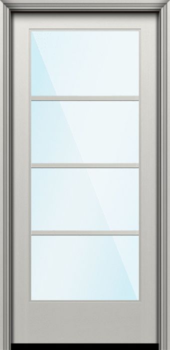 80" Full Lite 4 Lite Horizontal SDL Nova 90 Modern Smooth Fiberglass Single Door