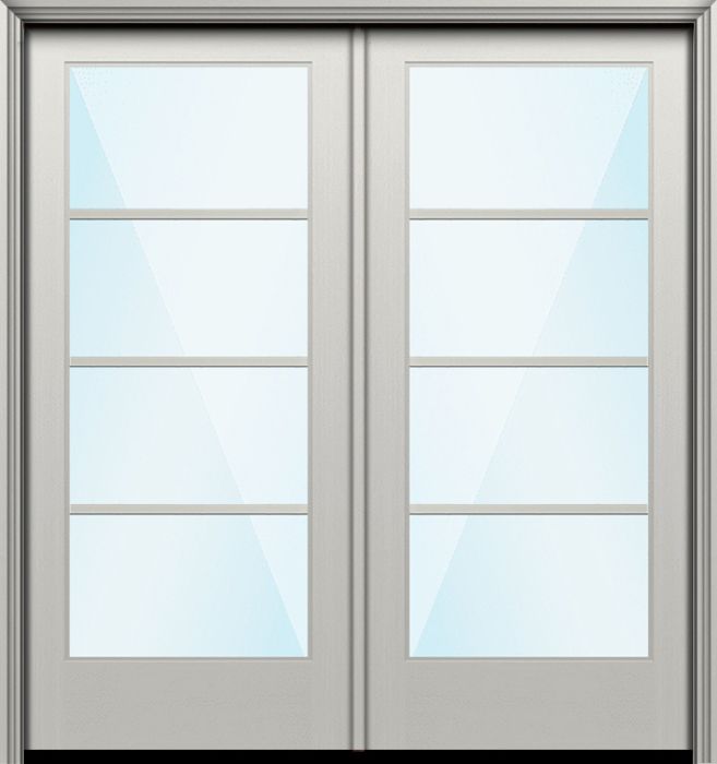 80" Full Lite 4 Lite Horizontal SDL Nova 90 Modern Smooth Fiberglass Double Door