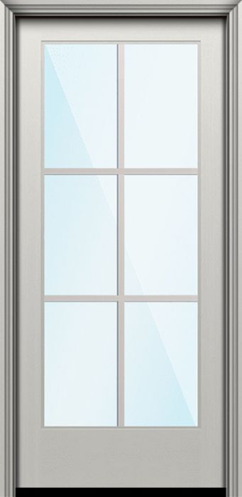 80" Full Lite 6 Lite SDL Nova 90 Modern Smooth Fiberglass Single Door