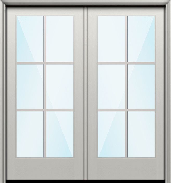 80" Full Lite 6 Lite SDL Nova 90 Modern Smooth Fiberglass Double Door
