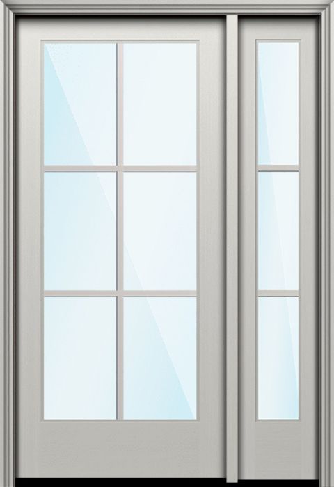 80" Full Lite 6 Lite SDL Nova 90 Modern Smooth Fiberglass Single Door, Sidelite