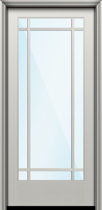 80" Full Lite 9 Lite SDL Prairie Nova 90 Smooth Fiberglass Single Door