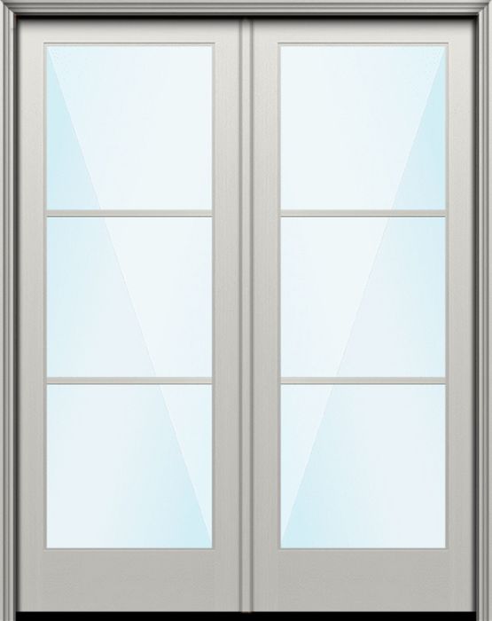 96" Full Lite 3 Lite Horizontal SDL Nova 90 Modern Smooth Fiberglass Double Door