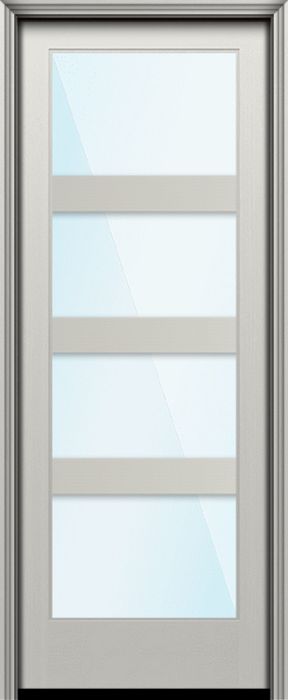 96" Full Lite 4 Lite Horizontal 5" SDL Nova 90 Modern Smooth Fiberglass Single Door