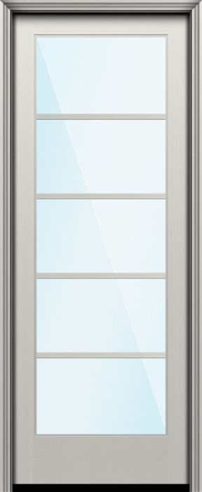 96" Full Lite 5 Lite Horizontal SDL Nova 90 Modern Smooth Fiberglass Single Door