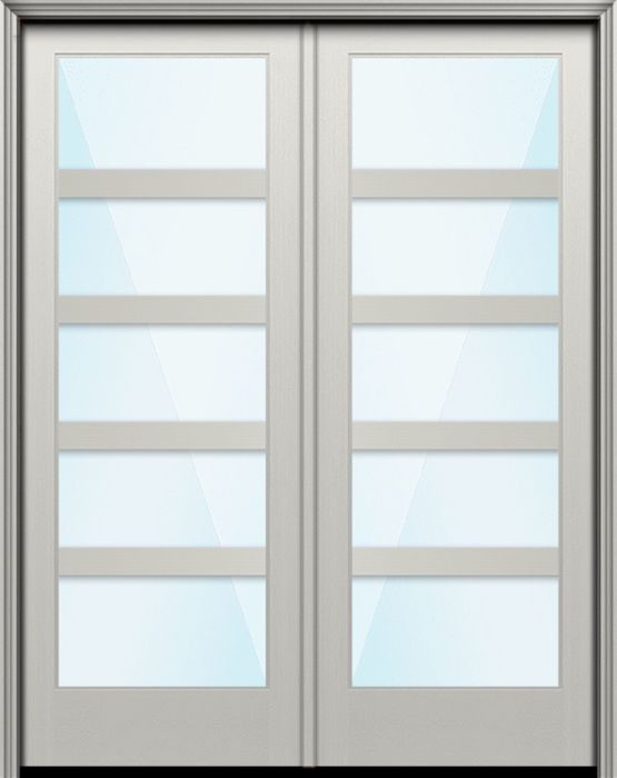 96" Full Lite 5 Lite Horizontal 3.5" SDL Nova 90 Modern Smooth Fiberglass Double Door