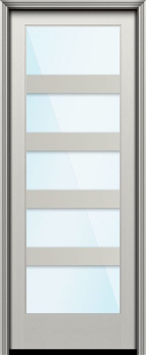 96" Full Lite 5 Lite Horizontal 5" SDL Nova 90 Modern Smooth Fiberglass Single Door
