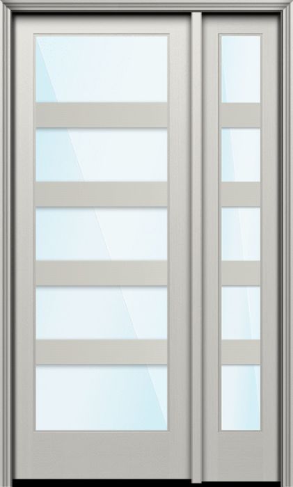 96" Full Lite 5 Lite Horizontal 5" SDL Nova 90 Modern Smooth Fiberglass Single Door, Sidelite