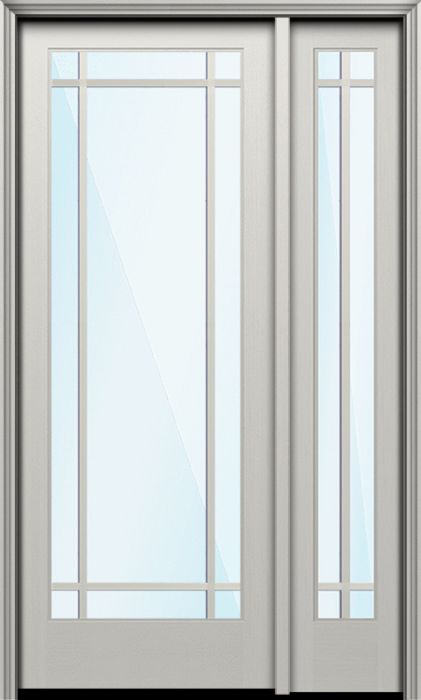 96" Full Lite 9 Lite SDL Prairie Nova 90 Smooth Fiberglass Single Door, Sidelite