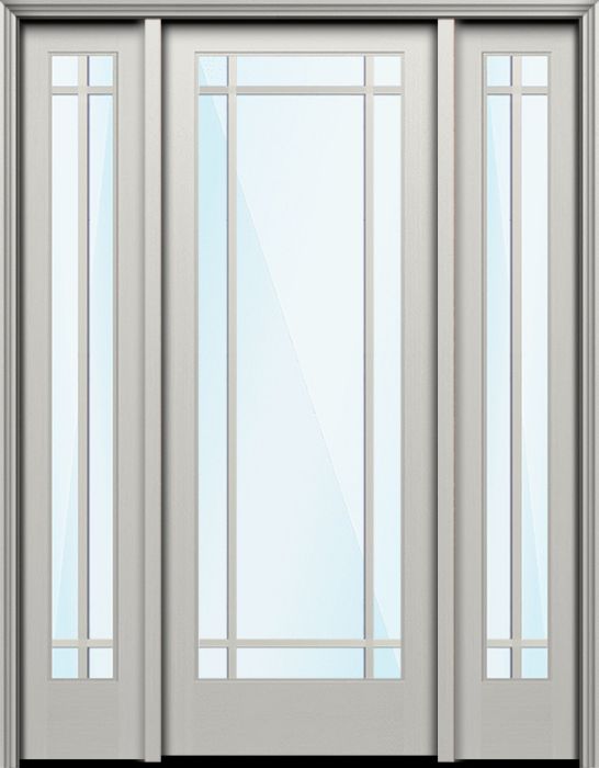 96" Full Lite 9 Lite SDL Prairie Nova 90 Smooth Fiberglass Single Door, Sidelites