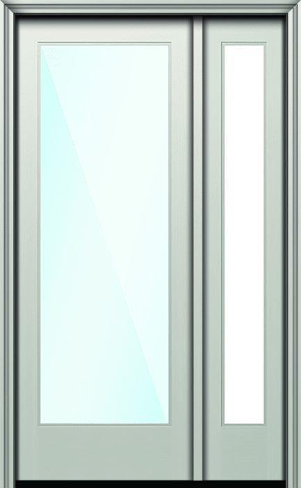 96" Full Lite Nova 90 Modern Smooth Fiberglass Direct Glazed Single Door, Sidelite