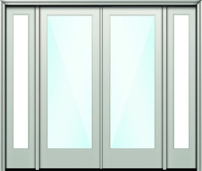 96" Full Lite Nova 90 Modern Smooth Fiberglass Direct Glazed Double Door, Sidelites 