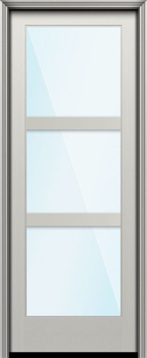 Impact 96" Full Lite 3 Lite Horizontal 3.5" SDL Nova 90 Modern Smooth Fiberglass Single Door