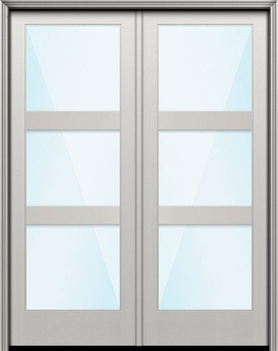 Impact 96" Full Lite 3 Lite Horizontal 5" SDL Nova 90 Modern Smooth Fiberglass Double Door
