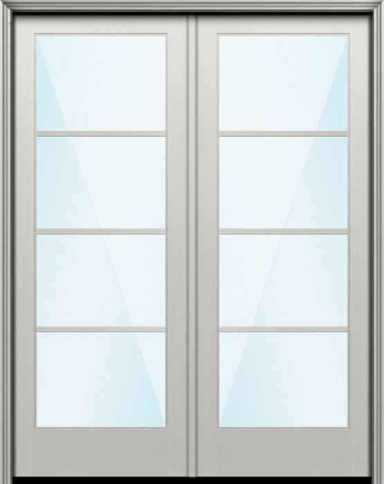 Impact 96" Full Lite 4 Lite Horizontal SDL Nova 90 Modern Smooth Fiberglass Double Door
