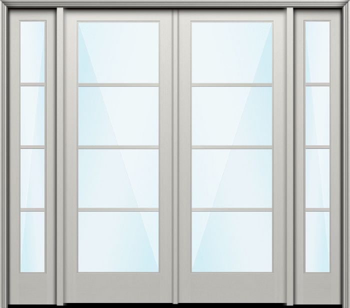 Impact 96" Full Lite 4 Lite Horizontal SDL Nova 90 Modern Smooth Fiberglass Double Door, Sidelites