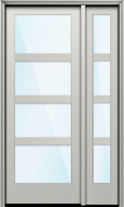 Impact 96" Full Lite 4 Lite Horizontal 3.5" SDL Nova 90 Modern Smooth Fiberglass Single Door, Sidelite