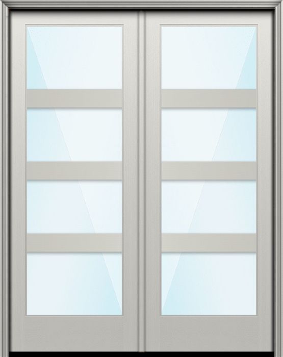 Impact 96" Full Lite 4 Lite Horizontal 5" SDL Nova 90 Modern Smooth Fiberglass Double Door