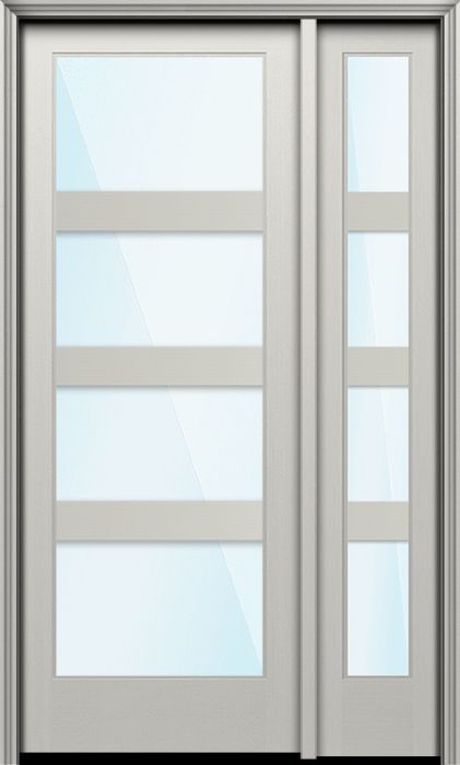 Impact 96" Full Lite 4 Lite Horizontal 5" SDL Nova 90 Modern Smooth Fiberglass Single Door, Sidelite
