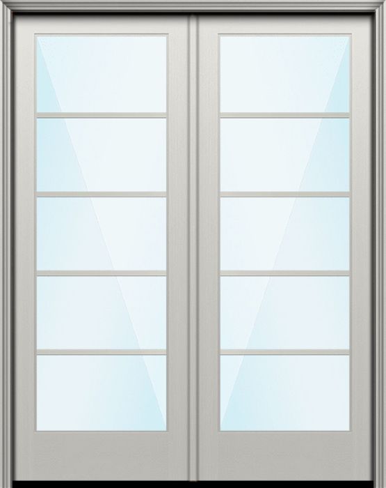 Impact 96" Full Lite 5 Lite Horizontal SDL Nova 90 Modern Smooth Fiberglass Double Door