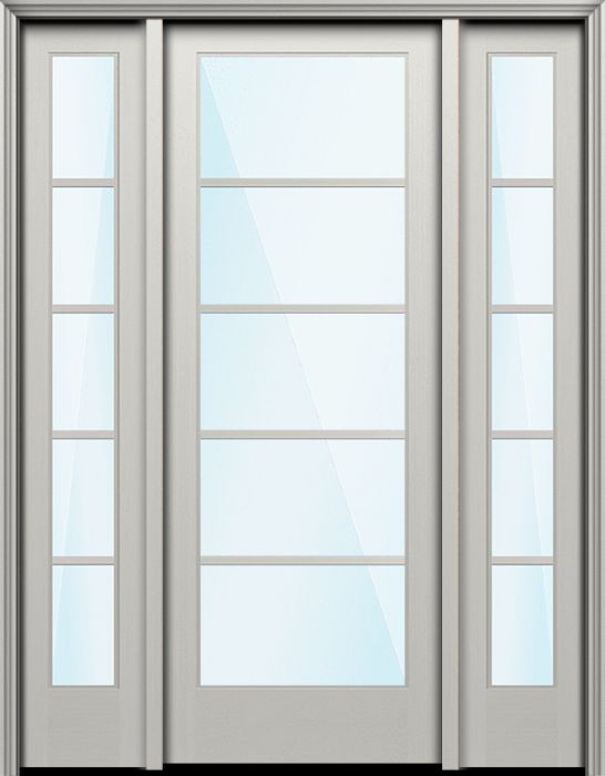 Impact 96" Full Lite 5 Lite Horizontal SDL Nova 90 Modern Smooth Fiberglass Single Door, Sidelites