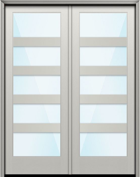 Impact 96" Full Lite 5 Lite Horizontal 5" SDL Nova 90 Modern Smooth Fiberglass Double Door