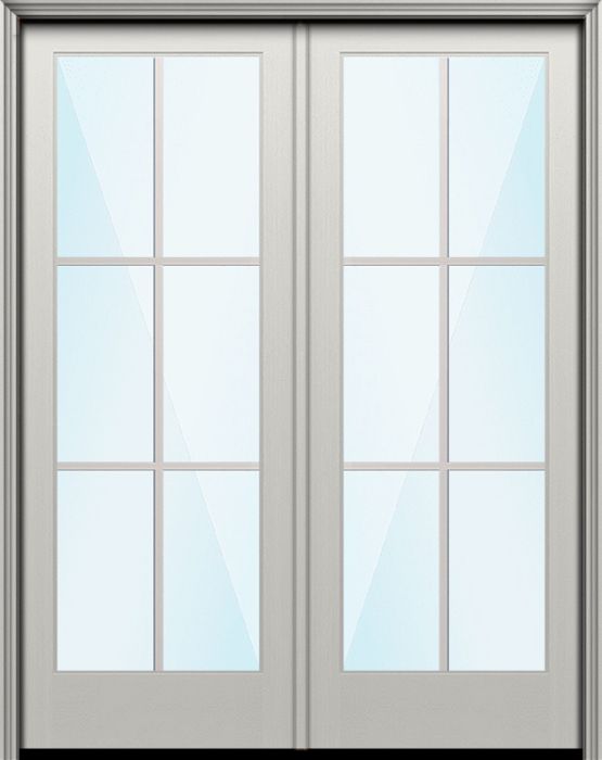 Impact 96" Full Lite 6 Lite SDL Nova 90 Modern Smooth Fiberglass Double Door