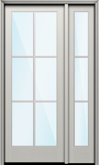 Impact 96" Full Lite 6 Lite SDL Nova 90 Modern Smooth Fiberglass Single Door, Sidelite