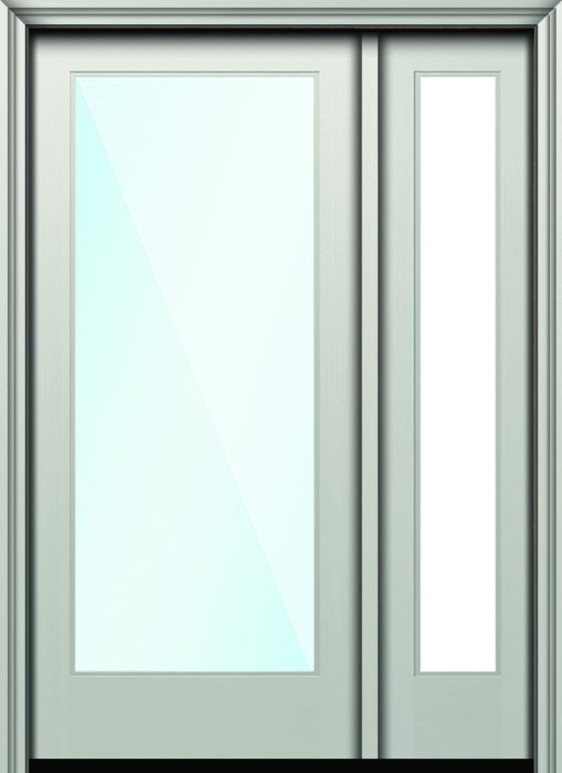 80" Full Lite Nova 90 Modern Smooth Fiberglass Direct Glazed Single Door, Sidelite 