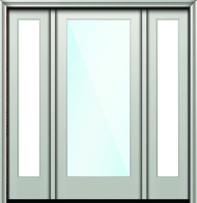 80" Impact FullLite Nova 90 Modern Smooth Fiberglass Direct Glazed Single Door, Sidelites