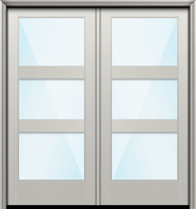 Impact 80" Full Lite 3 Lite Horizontal 5" SDL Nova 90 Modern Smooth Fiberglass Double Door