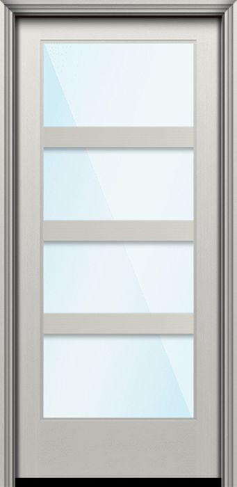 Impact 80" Full Lite 4 Lite Horizontal 3.5" SDL Nova 90 Modern Smooth Fiberglass Single Door