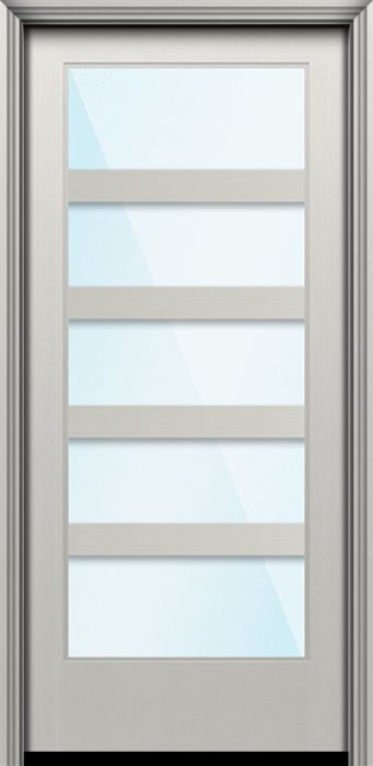 Impact 80" Full Lite 5 Lite Horizontal 3.5" SDL Nova 90 Modern Smooth Fiberglass Single Door