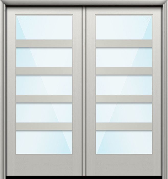 Impact 80" Full Lite 5 Lite Horizontal 3.5" SDL Nova 90 Modern Smooth Fiberglass Double Door