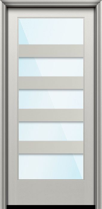 Impact 80" Full Lite 5 Lite Horizontal 5" SDL Nova 90 Modern Smooth Fiberglass Single Door