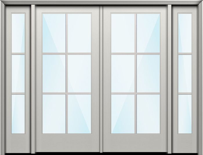 Impact 80" Full Lite 6 Lite SDL Nova 90 Modern Smooth Fiberglass Double Door, Sidelites
