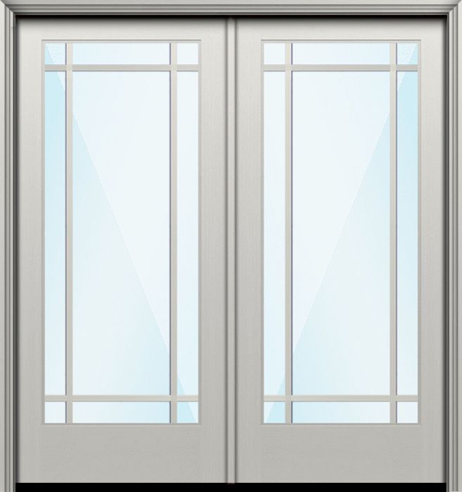 Impact 80" Full Lite 9 Lite SDL Prairie Nova 90 Smooth Fiberglass Double Door