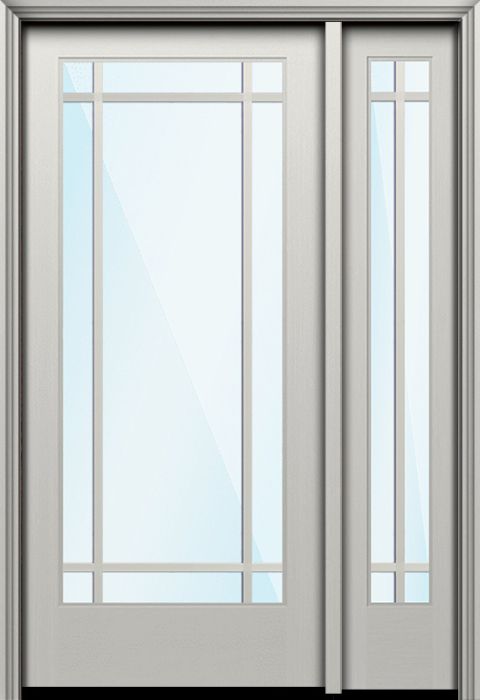 Impact 80" Full Lite 9 Lite SDL Prairie Nova 90 Smooth Fiberglass Single Door, Sidelite