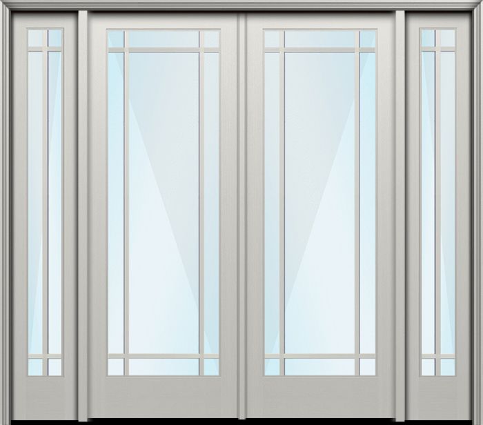 Impact 96" Full Lite 9 Lite SDL Prairie Nova 90 Smooth Fiberglass Double Door, Sidelites