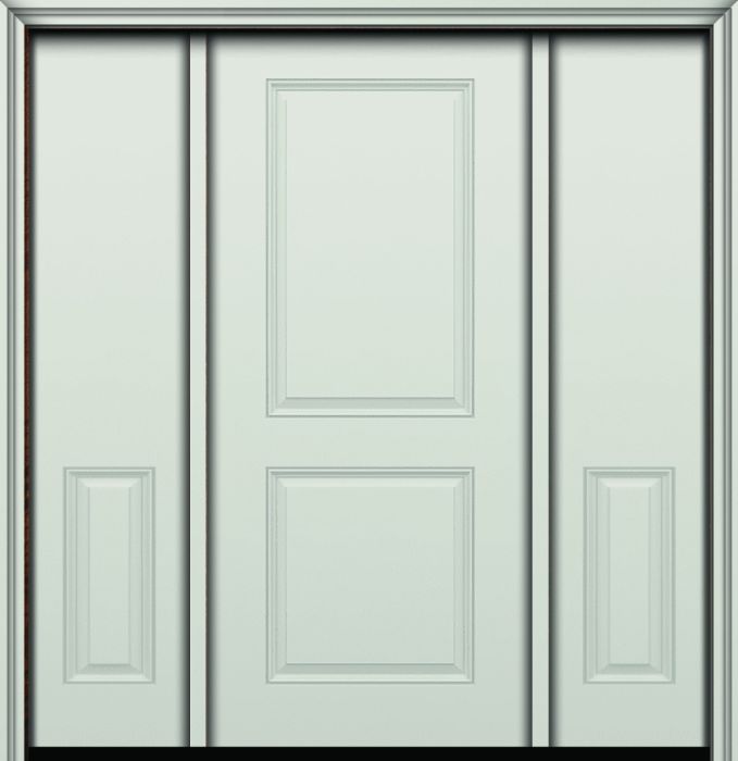 80" 2 Panel Square Smooth Fiberglass Single Door, Sidelites