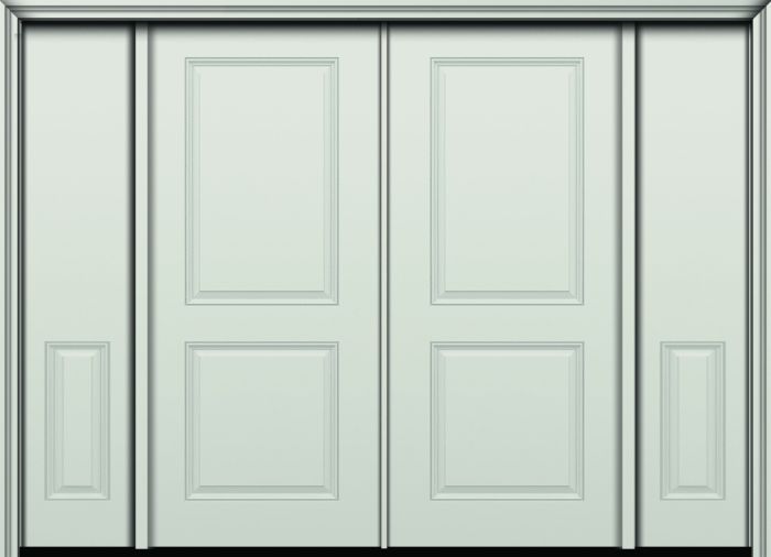 80" 2 Panel Square Smooth Fiberglass Double Door, Sidelites