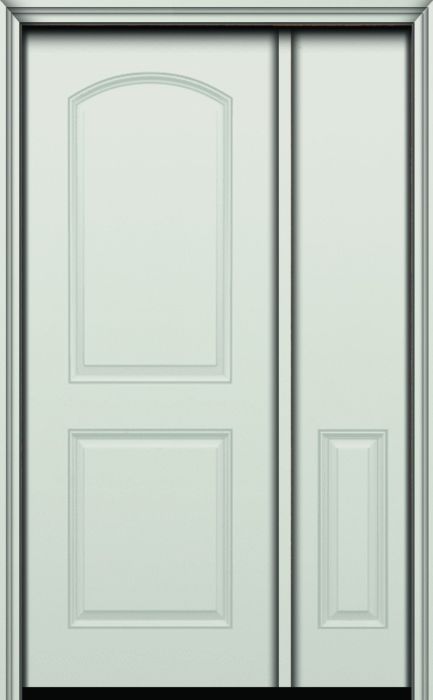 96" 2 Panel Radius Smooth Fiberglass Single Door, Sidelite