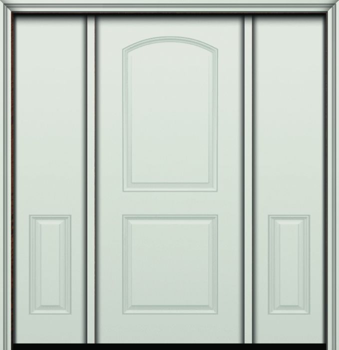 80" 2 Panel Radius Smooth Fiberglass Single Door, Sidelites