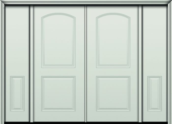 80" 2 Panel Radius Smooth Fiberglass Double Door, Sidelites