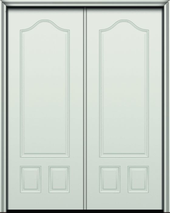 96" Arch Panel over 2 Panel Smooth Fiberglass Double Door